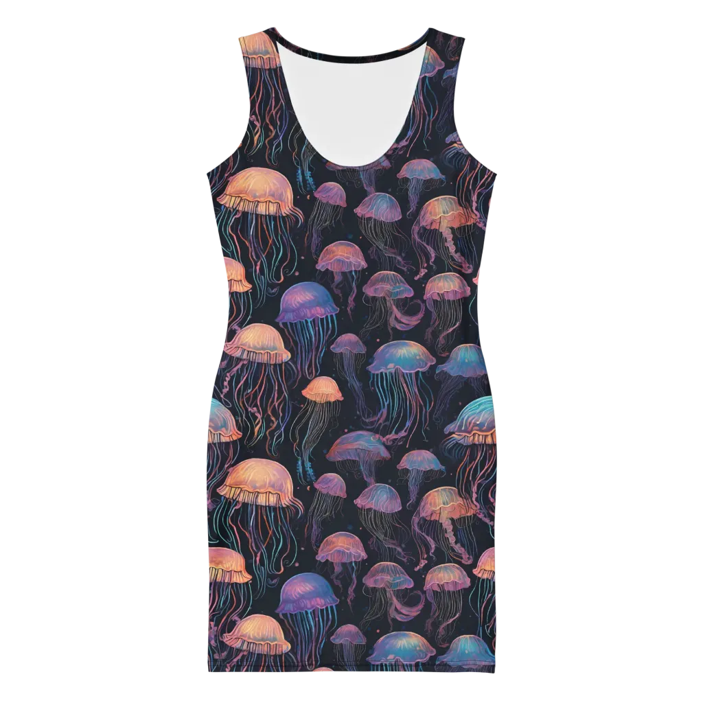 Luminous Medusa on Bodycon Dress — Front