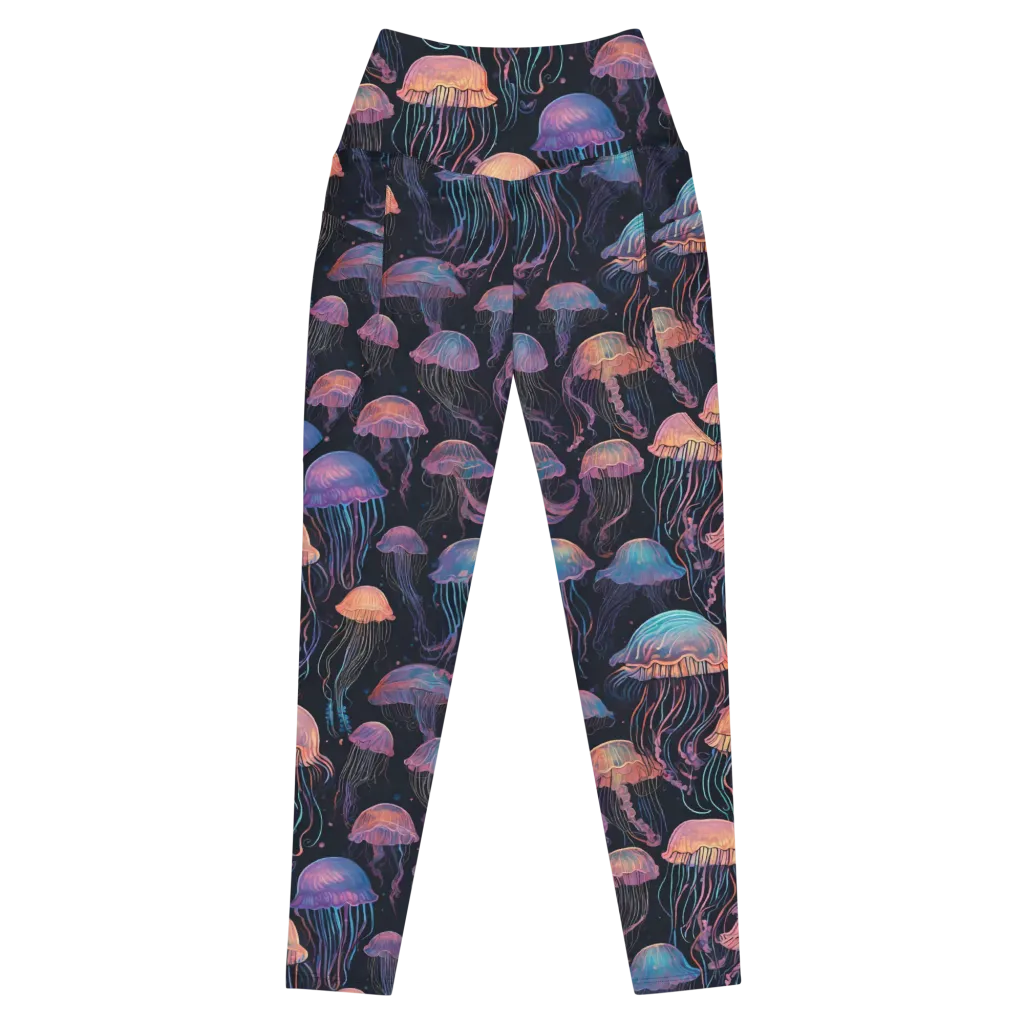 Luminous Medusa on Leggings with Pockets — Front