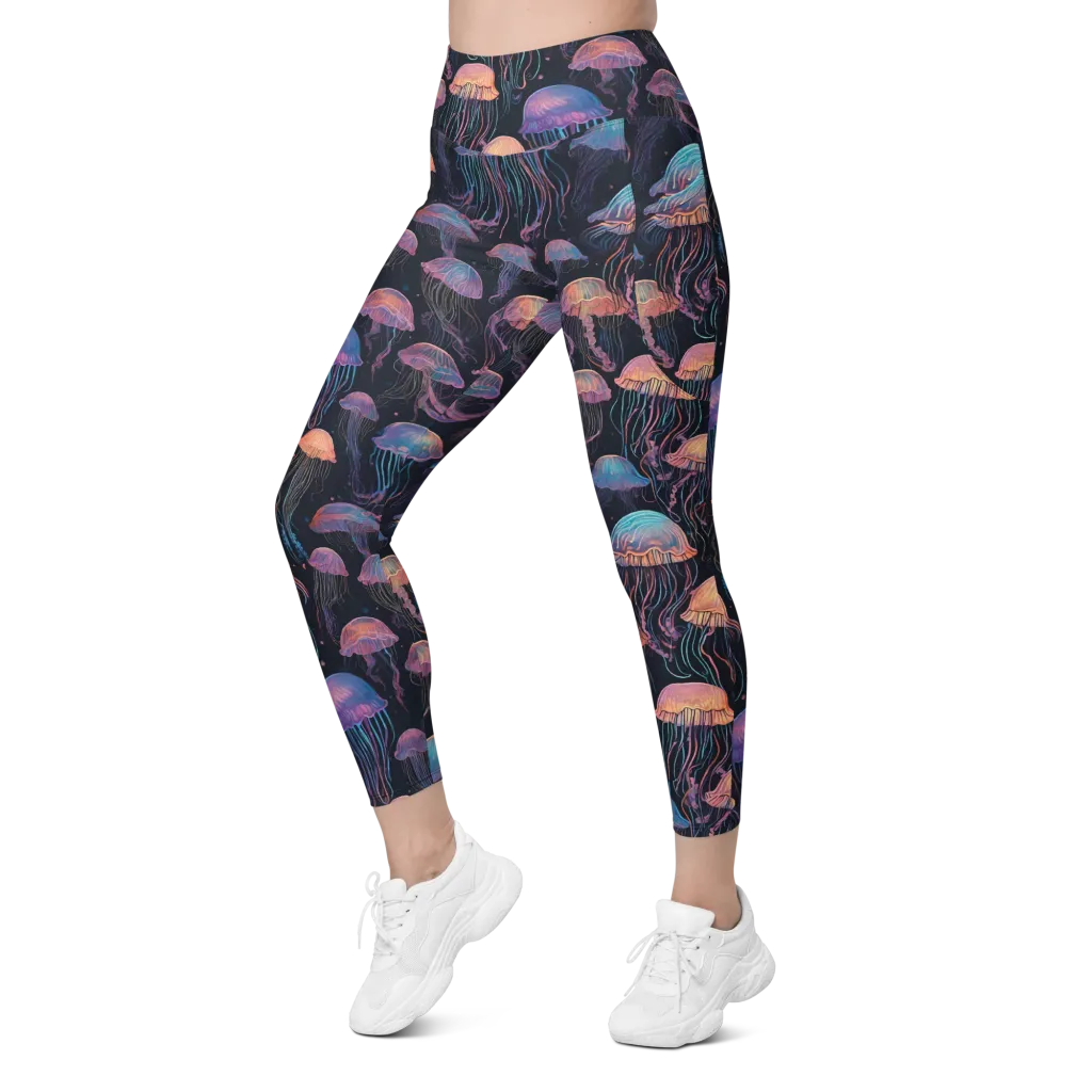Luminous Medusa on Leggings with Pockets — Left Front