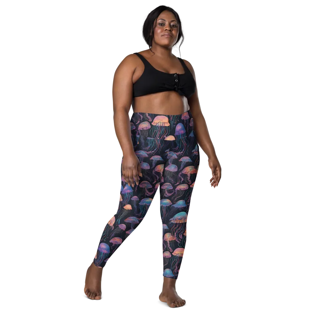 Luminous Medusa on Leggings with Pockets — Front
