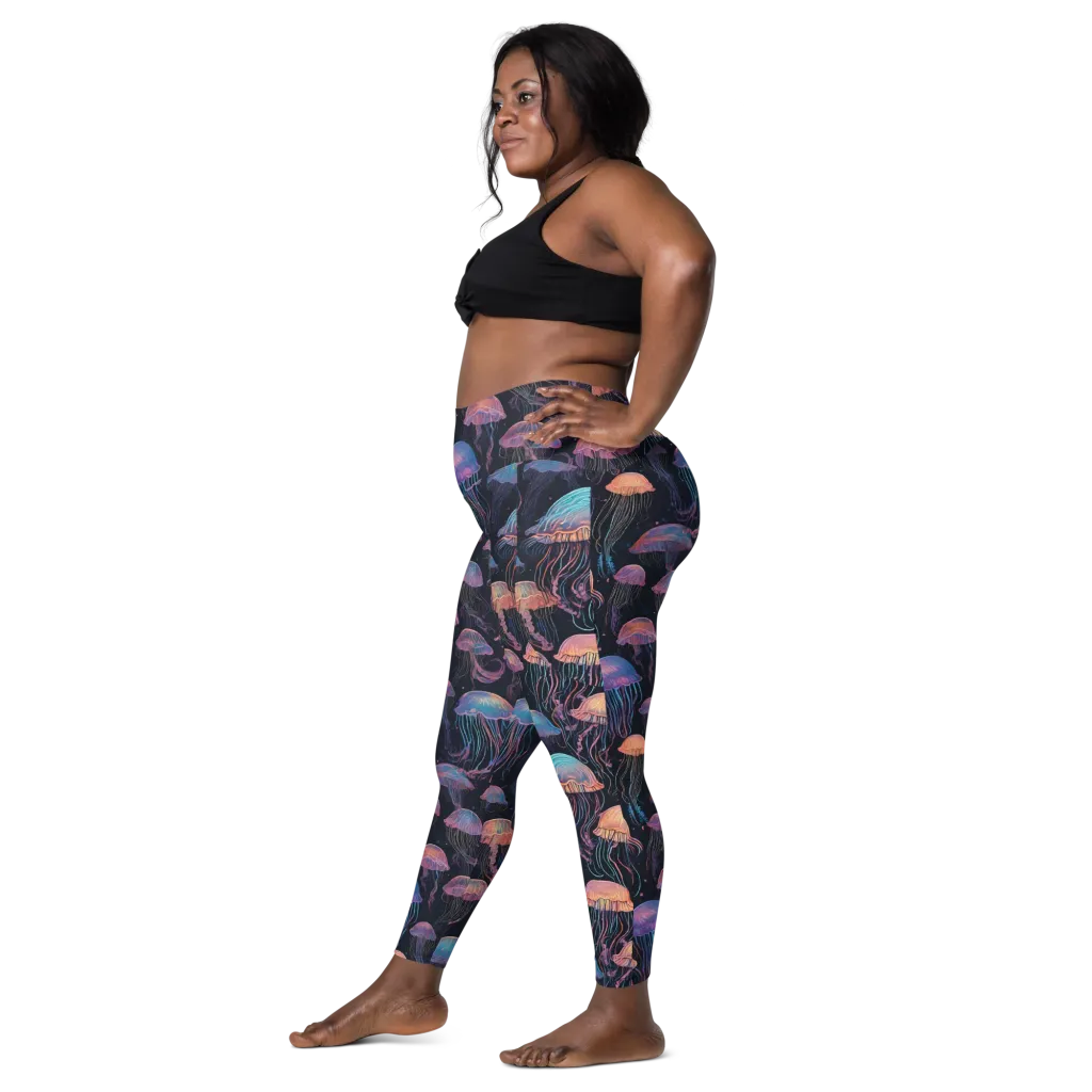 Luminous Medusa on Leggings with Pockets — Left