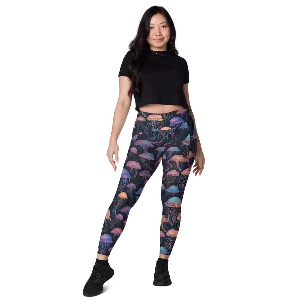 Luminous Medusa on Leggings with Pockets — Front