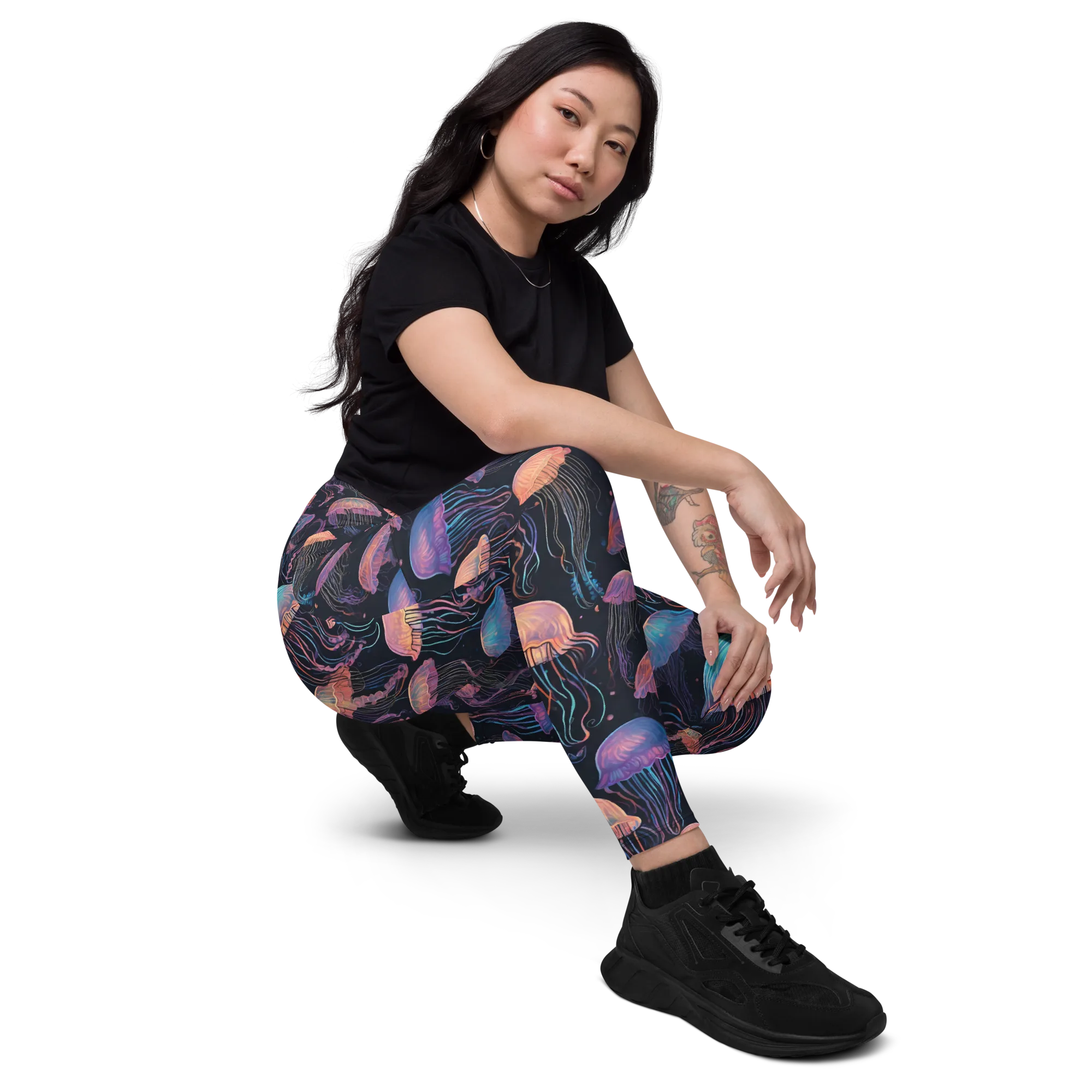 Luminous Medusa on Leggings with Pockets — Right Front
