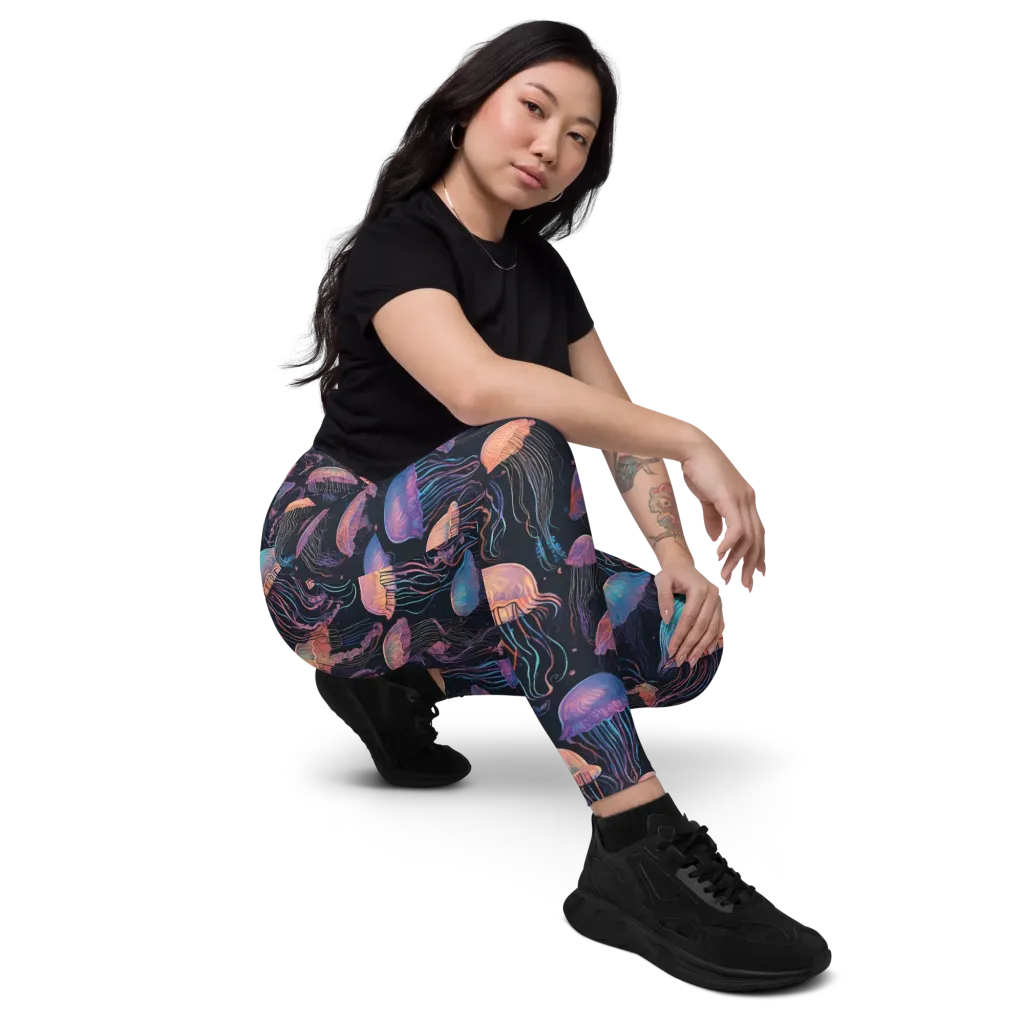 Luminous Medusa on Leggings with Pockets — Right Front