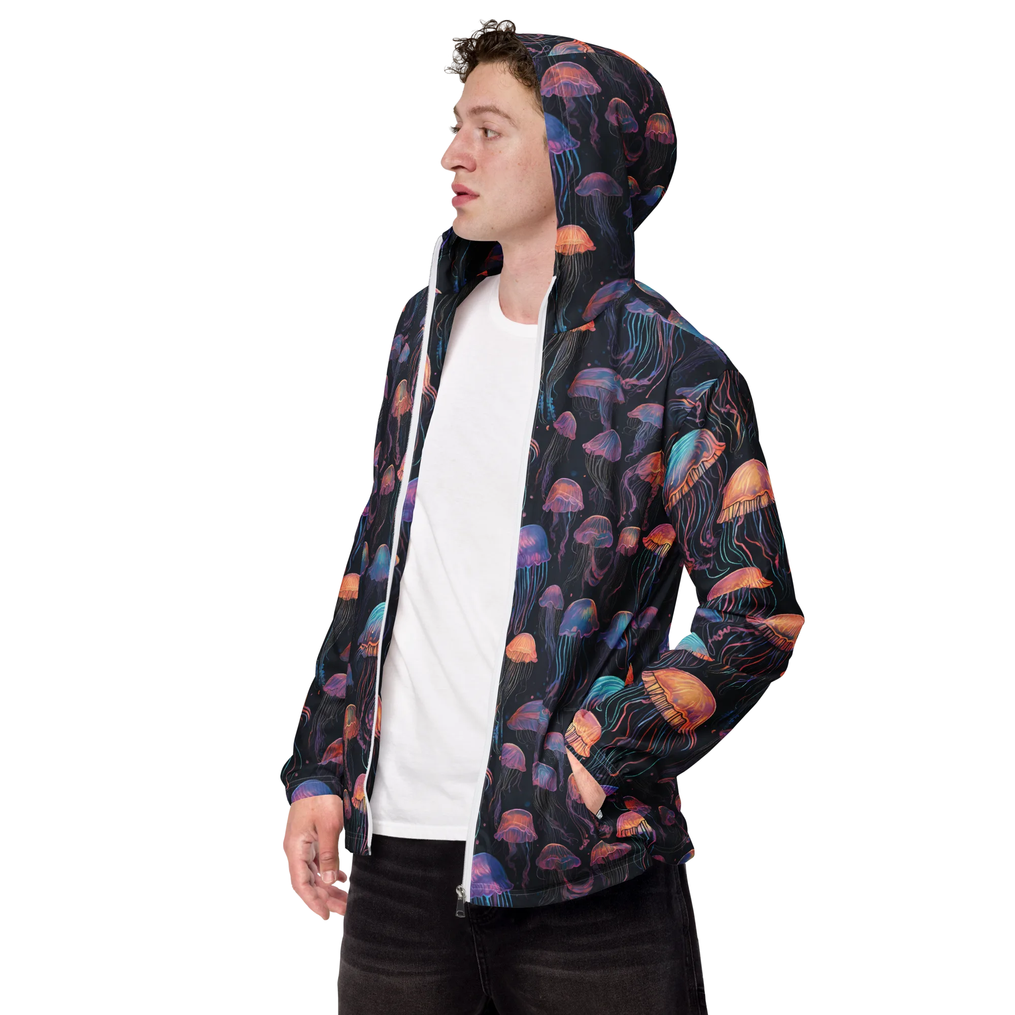 Luminous Medusa on Men's Windbreaker — Left Front