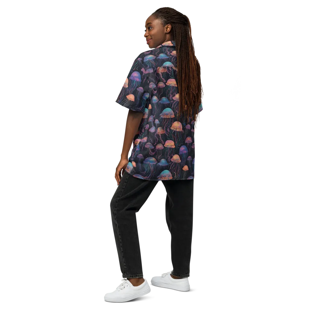 Luminous Medusa on Button Shirt — Back