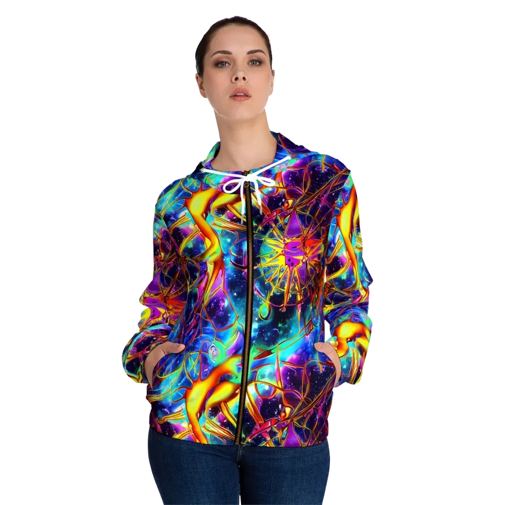 Starfire Circuit on Women's Full-Zip Hoodie — Front On Person