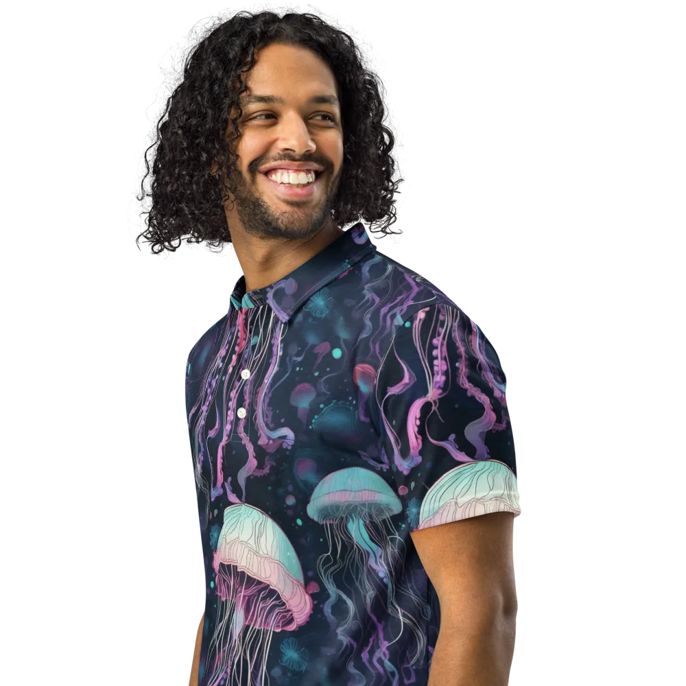 Moonlit Medusa on Men's Slim Fit Polo Shirt — Left Front
