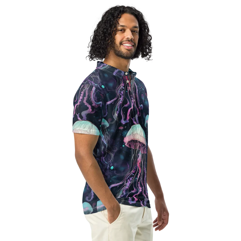 Moonlit Medusa on Men's Slim Fit Polo Shirt — Right Front