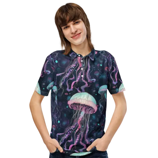 Moonlit Medusa on a Men's Slim Fit Polo Shirt