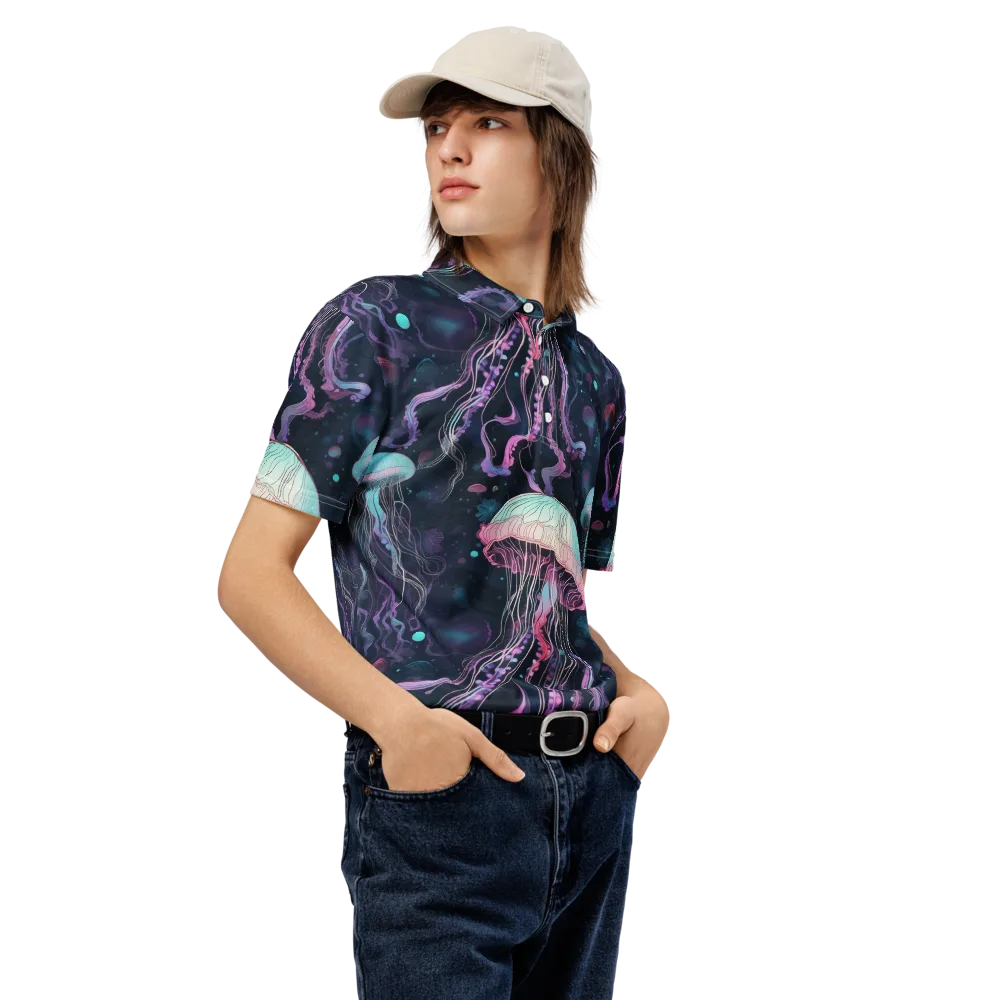 Moonlit Medusa on Men's Slim Fit Polo Shirt — Right Front