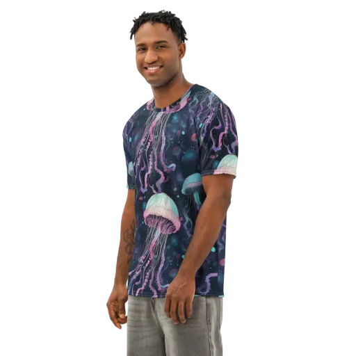 Moonlit Medusa on a Men's Cotton Crew Neck T-Shirt