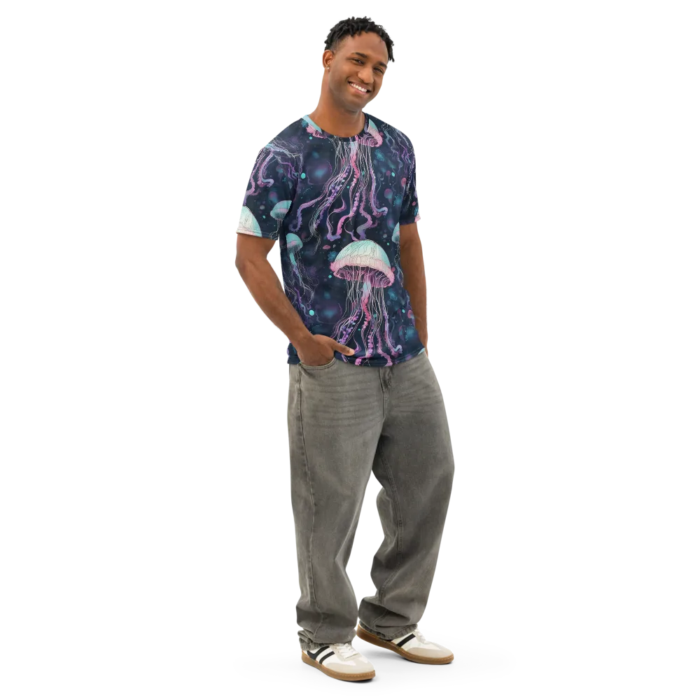 Moonlit Medusa on Men's Cotton Crew Neck T-Shirt — Right Front