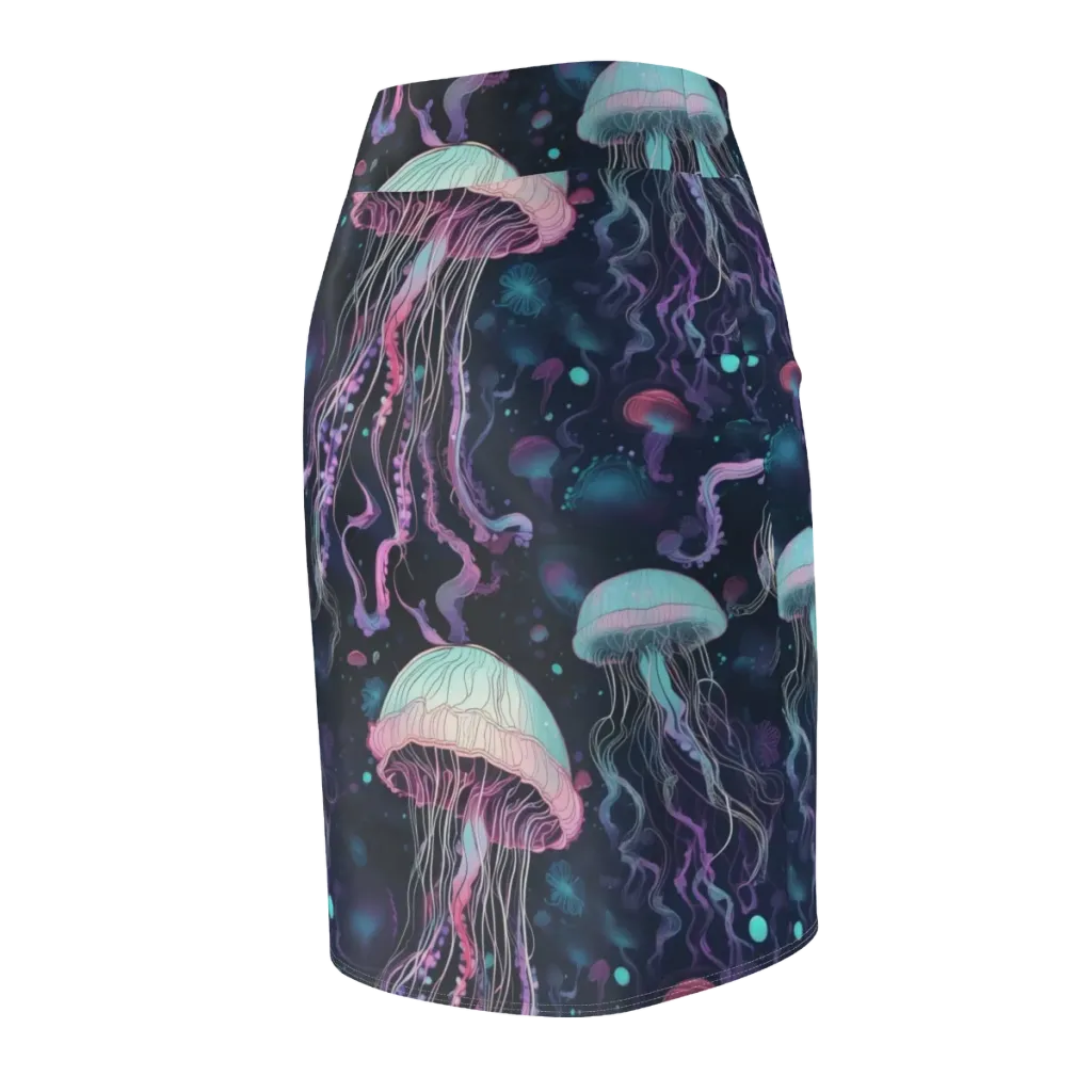 Moonlit Medusa on Pencil Skirt — Back Side