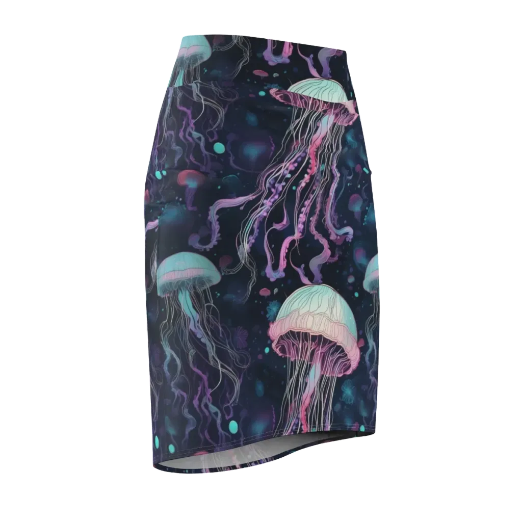Moonlit Medusa on Pencil Skirt — Front Side