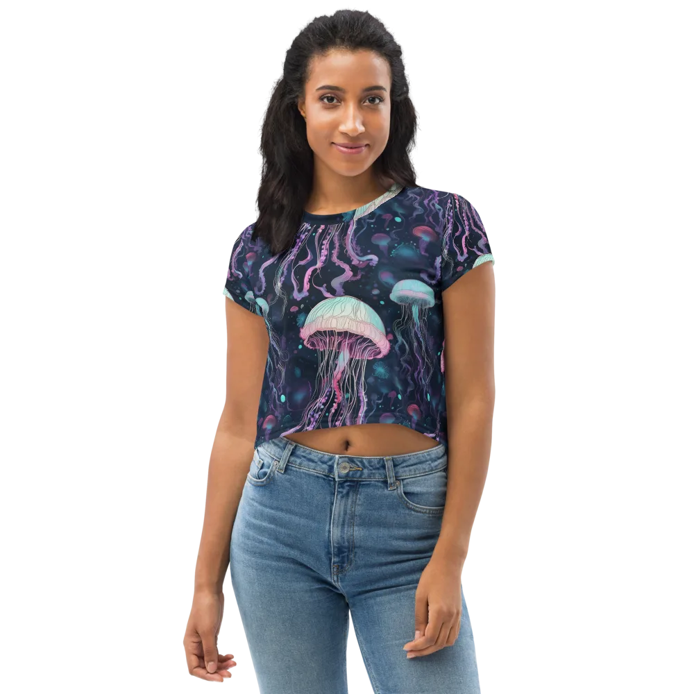 Moonlit Medusa on Crop Tee — Front