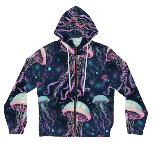 Moonlit Medusa on a Women's Full-Zip Hoodie