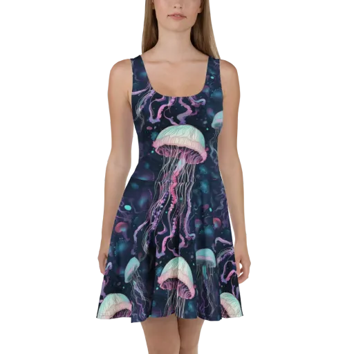 Moonlit Medusa on a Skater Dress