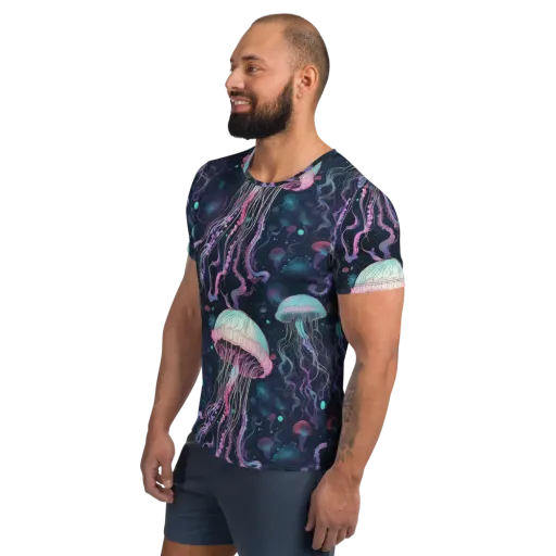 Moonlit Medusa on a Men's Athletic T-Shirt