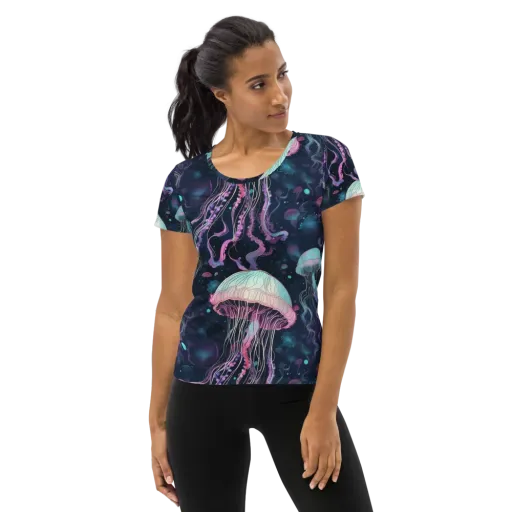 Moonlit Medusa on a Women's Athletic T-Shirt