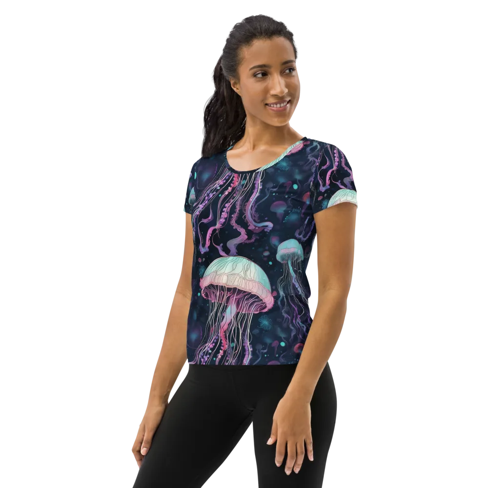 Moonlit Medusa on Women's Athletic T-Shirt — Left