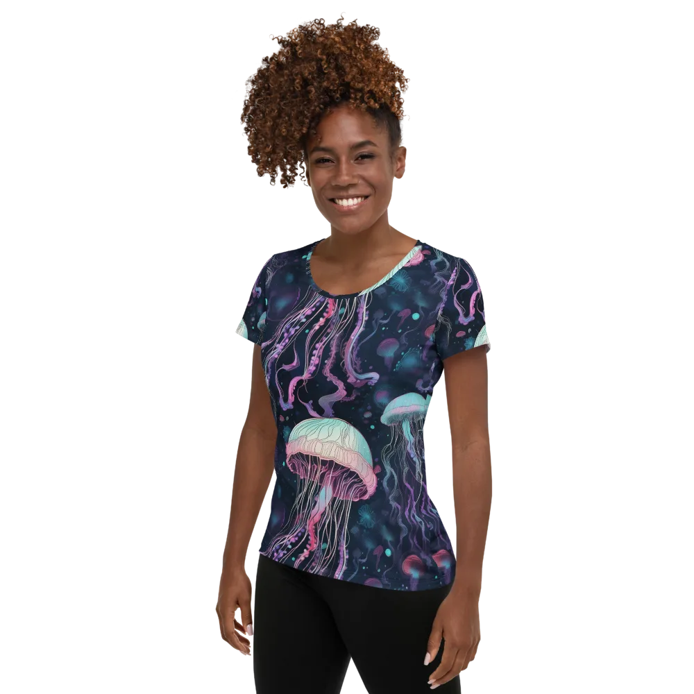 Moonlit Medusa on Women's Athletic T-Shirt — Left
