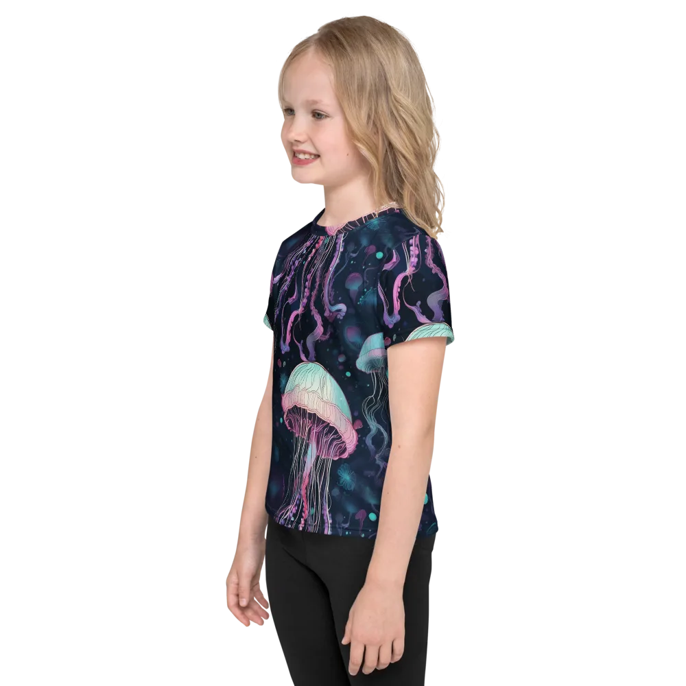 Moonlit Medusa on Kids Crew Neck T-Shirt — Left