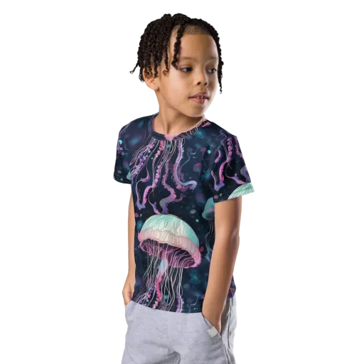 Moonlit Medusa on a Kids Crew Neck T-Shirt