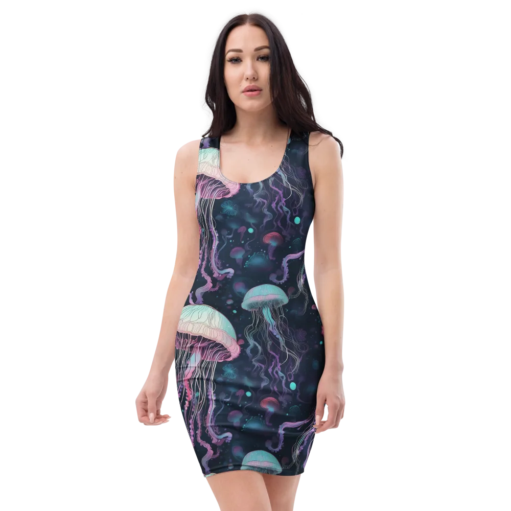 Moonlit Medusa on Bodycon Dress — Front