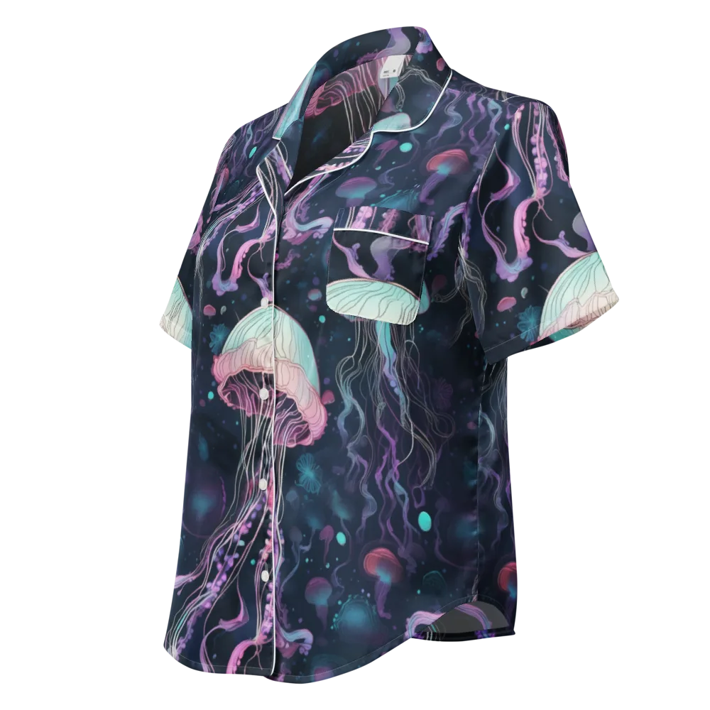 Moonlit Medusa on Women's Short Sleeve Pajama Top — Left Front