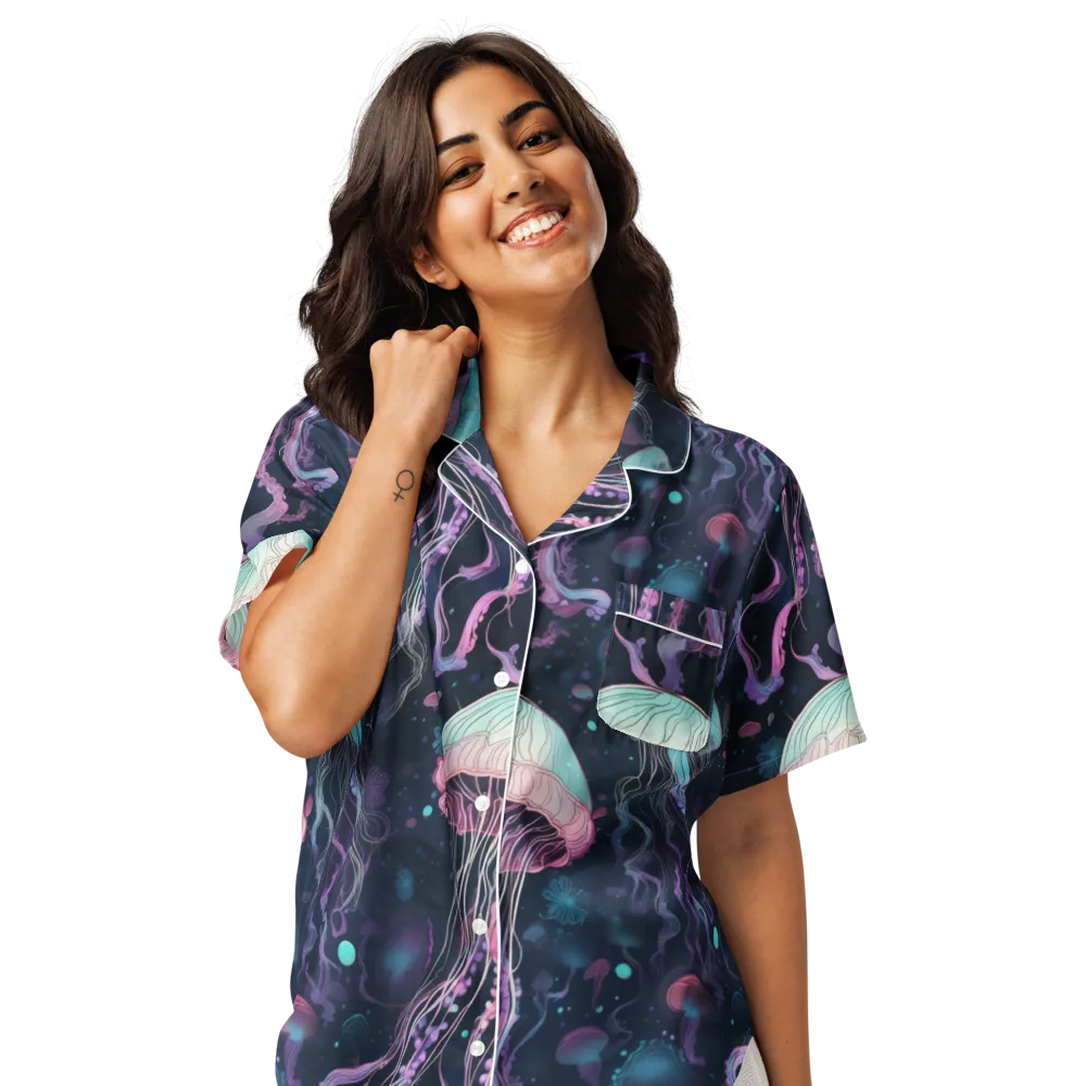 Moonlit Medusa on Women's Short Sleeve Pajama Top — Front