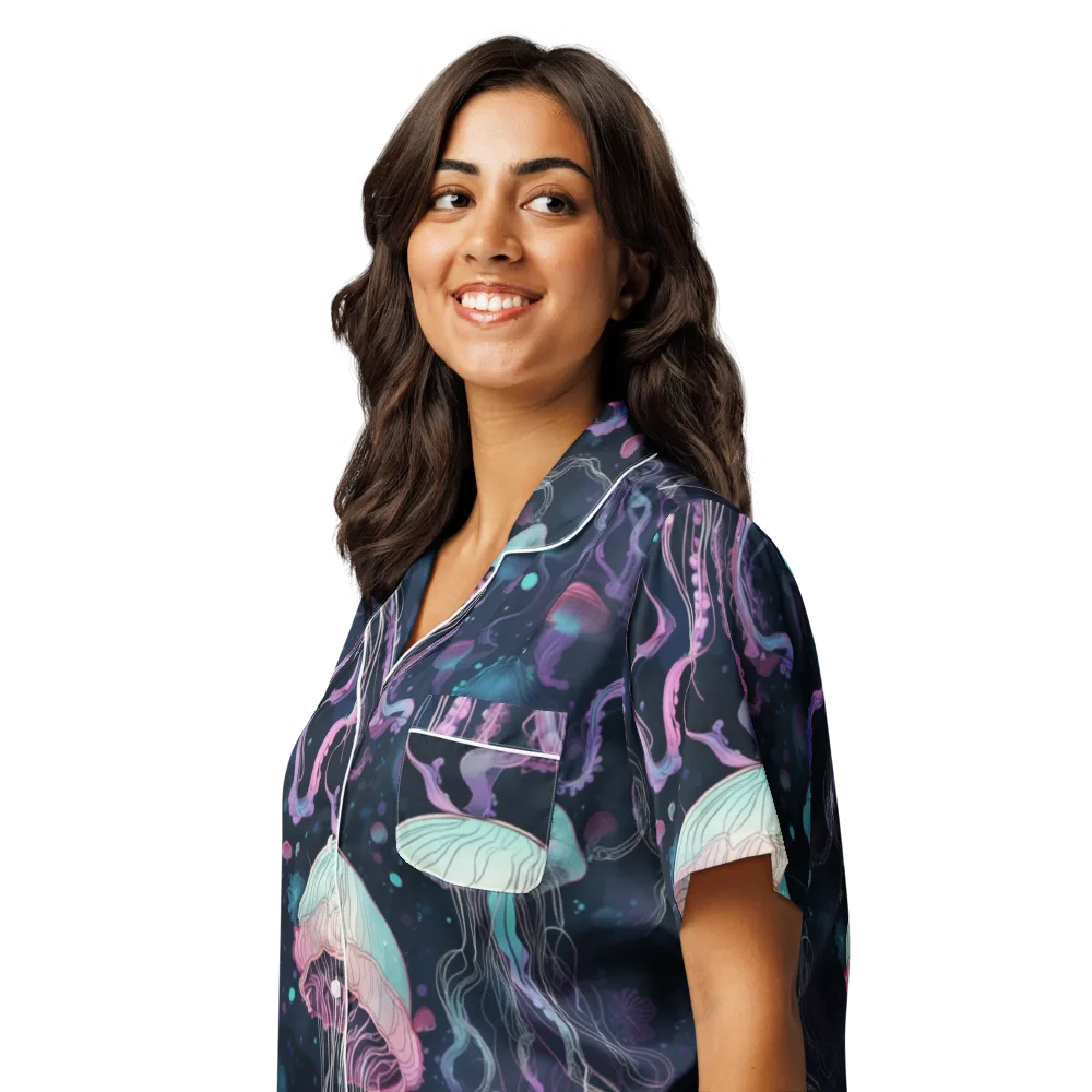 Moonlit Medusa on Women's Short Sleeve Pajama Top — Left Front