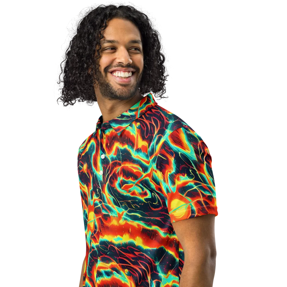 Prismatic Eruption on Men's Slim Fit Polo Shirt — Left Front