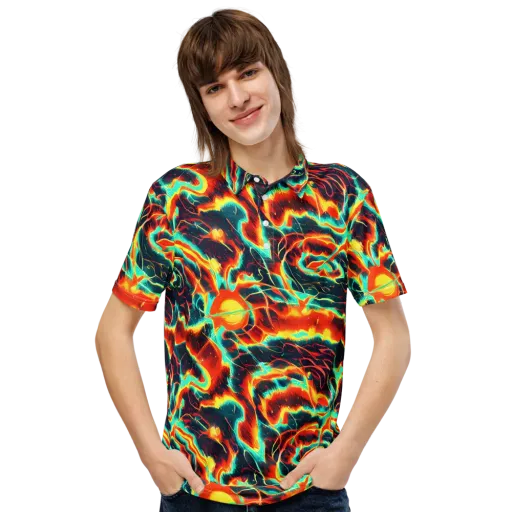 Prismatic Eruption on a Men's Slim Fit Polo Shirt