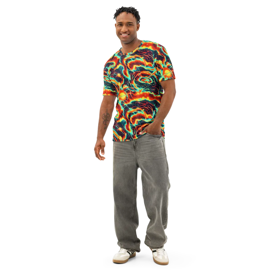 Prismatic Eruption on Men's Cotton Crew Neck T-Shirt — Front