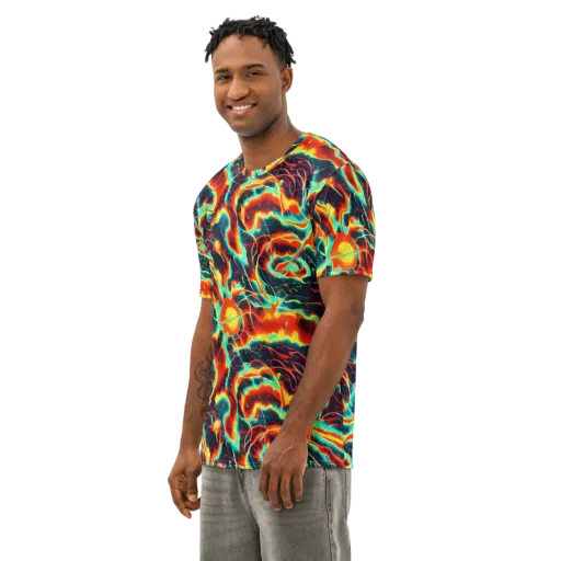 Prismatic Eruption on a Men's Cotton Crew Neck T-Shirt