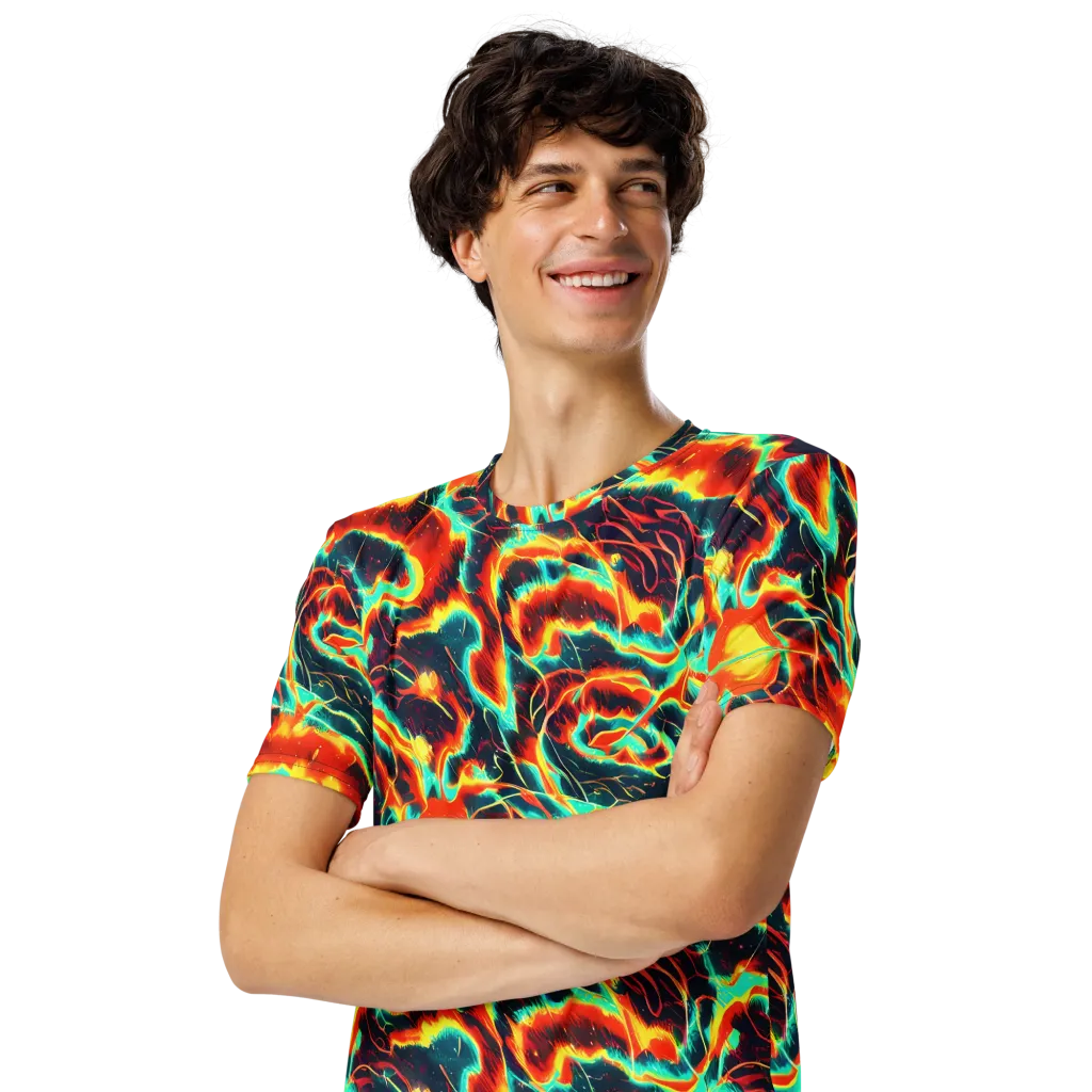 Prismatic Eruption on Men's Crew Neck T-Shirt — Left Front