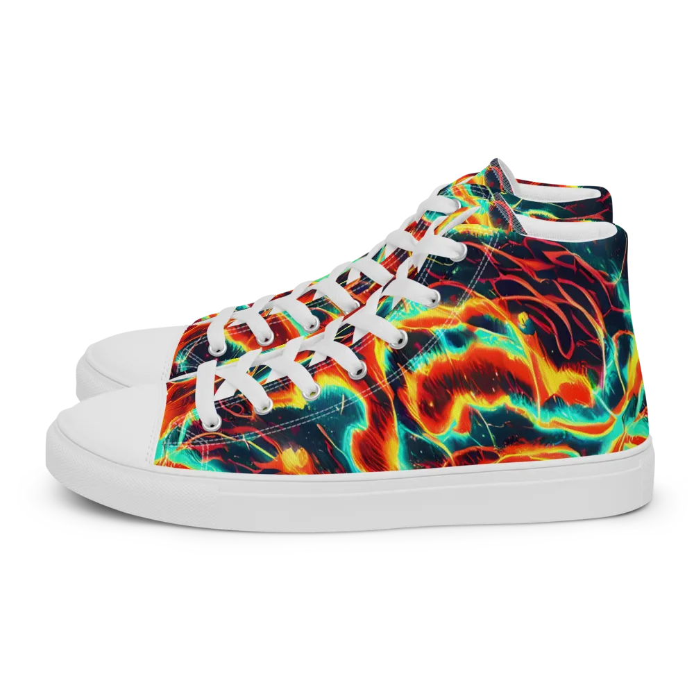 Prismatic Eruption on Men's High Top Canvas Shoes — Left