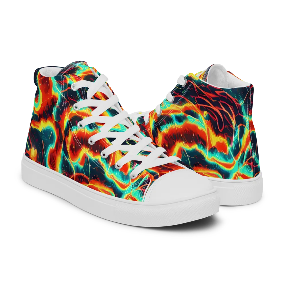 Prismatic Eruption on Men's High Top Canvas Shoes — Right