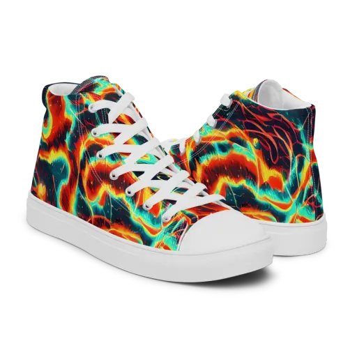 Prismatic Eruption on a Men's High Top Canvas Shoes