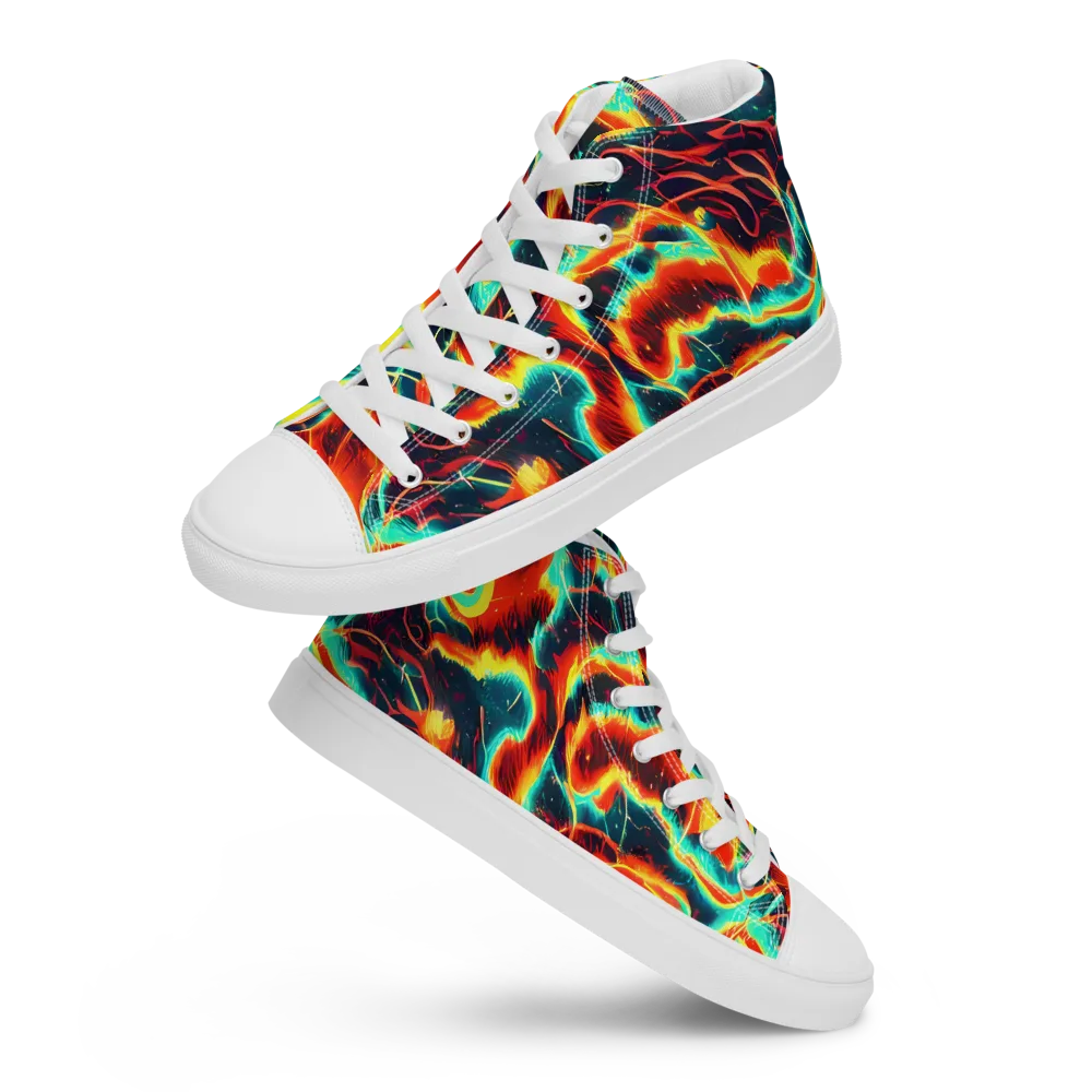 Prismatic Eruption on Men's High Top Canvas Shoes — Front