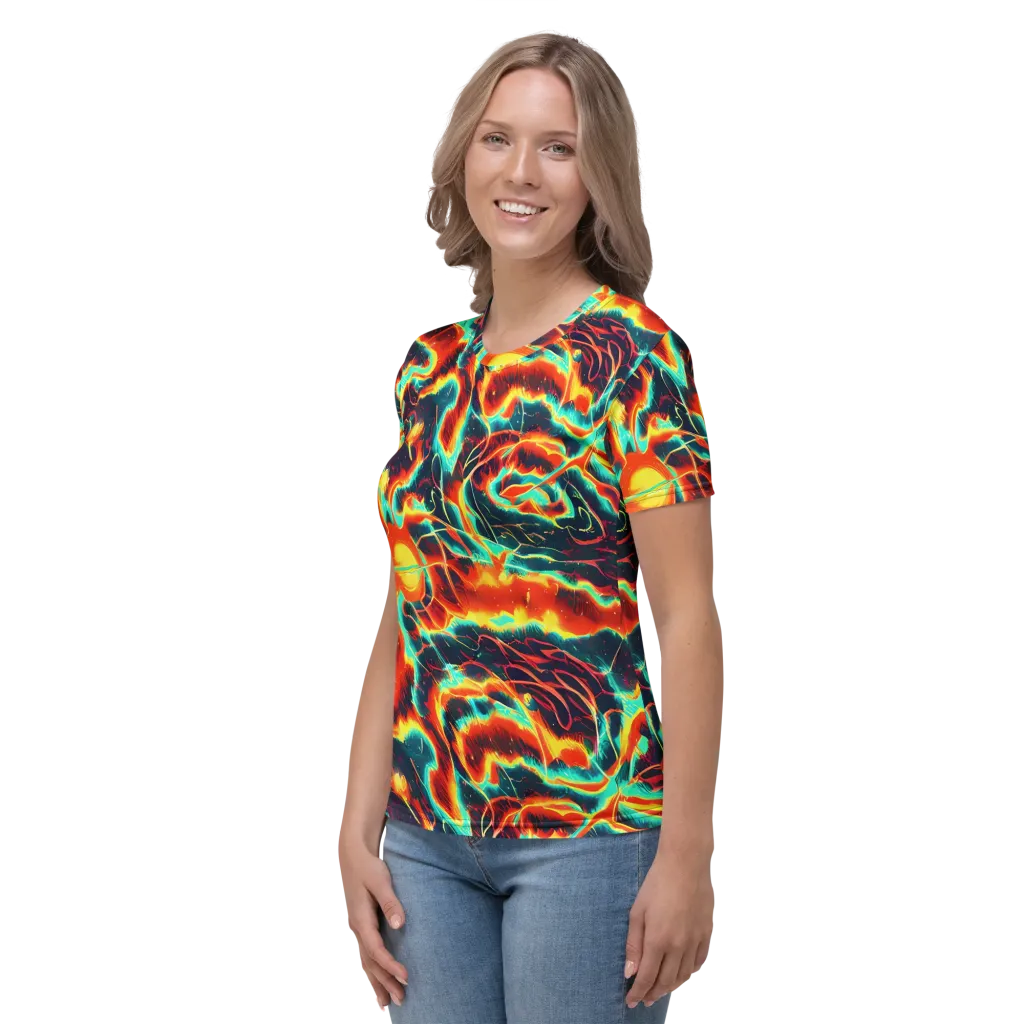 Prismatic Eruption on Women's Crew Neck T-Shirt — Left