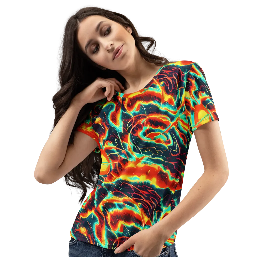 Prismatic Eruption on Women's Crew Neck T-Shirt — Left Front