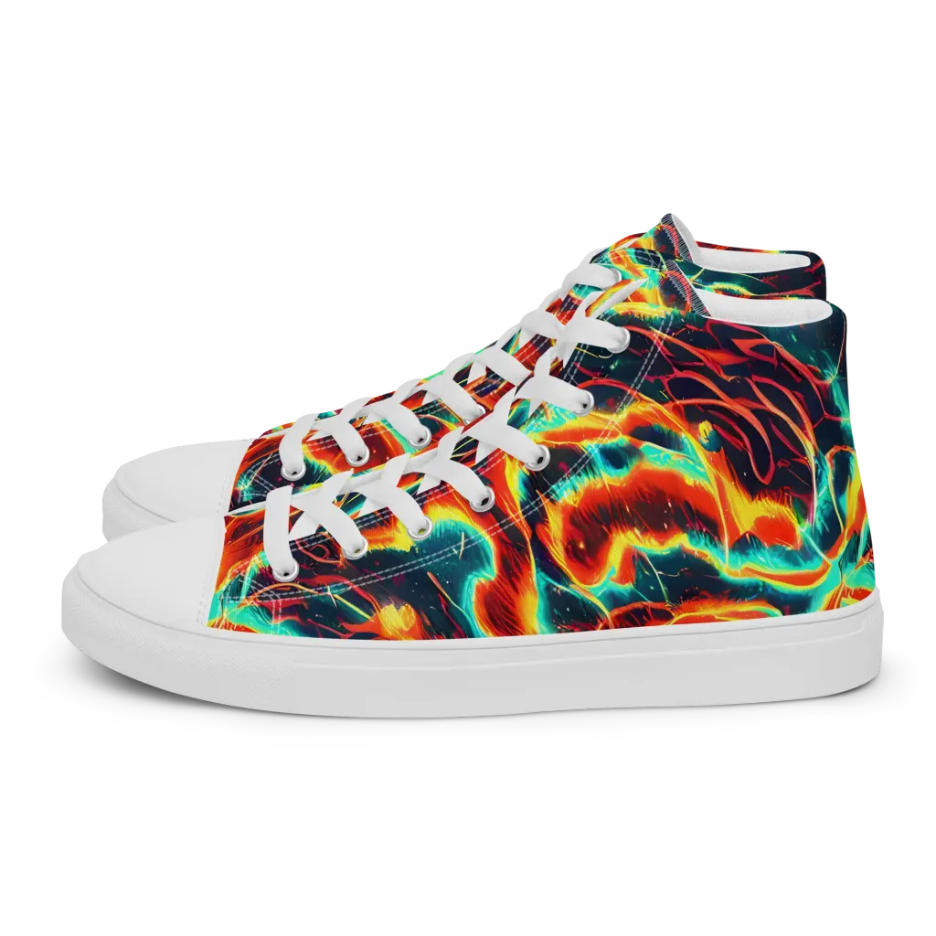 Prismatic Eruption on Women's High Top Canvas Shoes — Left