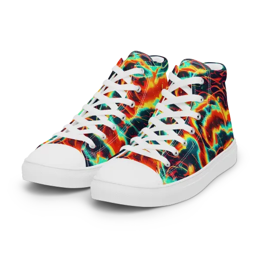 Prismatic Eruption on a Women's High Top Canvas Shoes