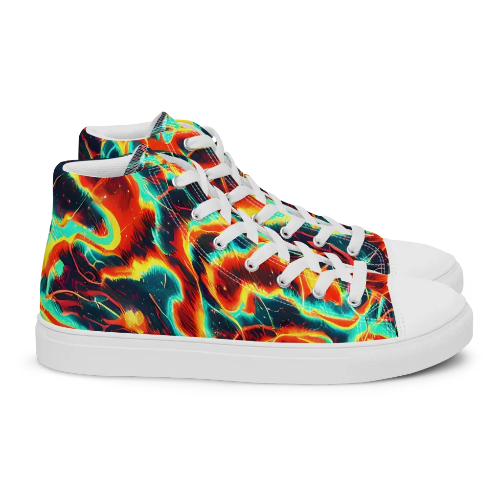 Prismatic Eruption on Women's High Top Canvas Shoes — Right