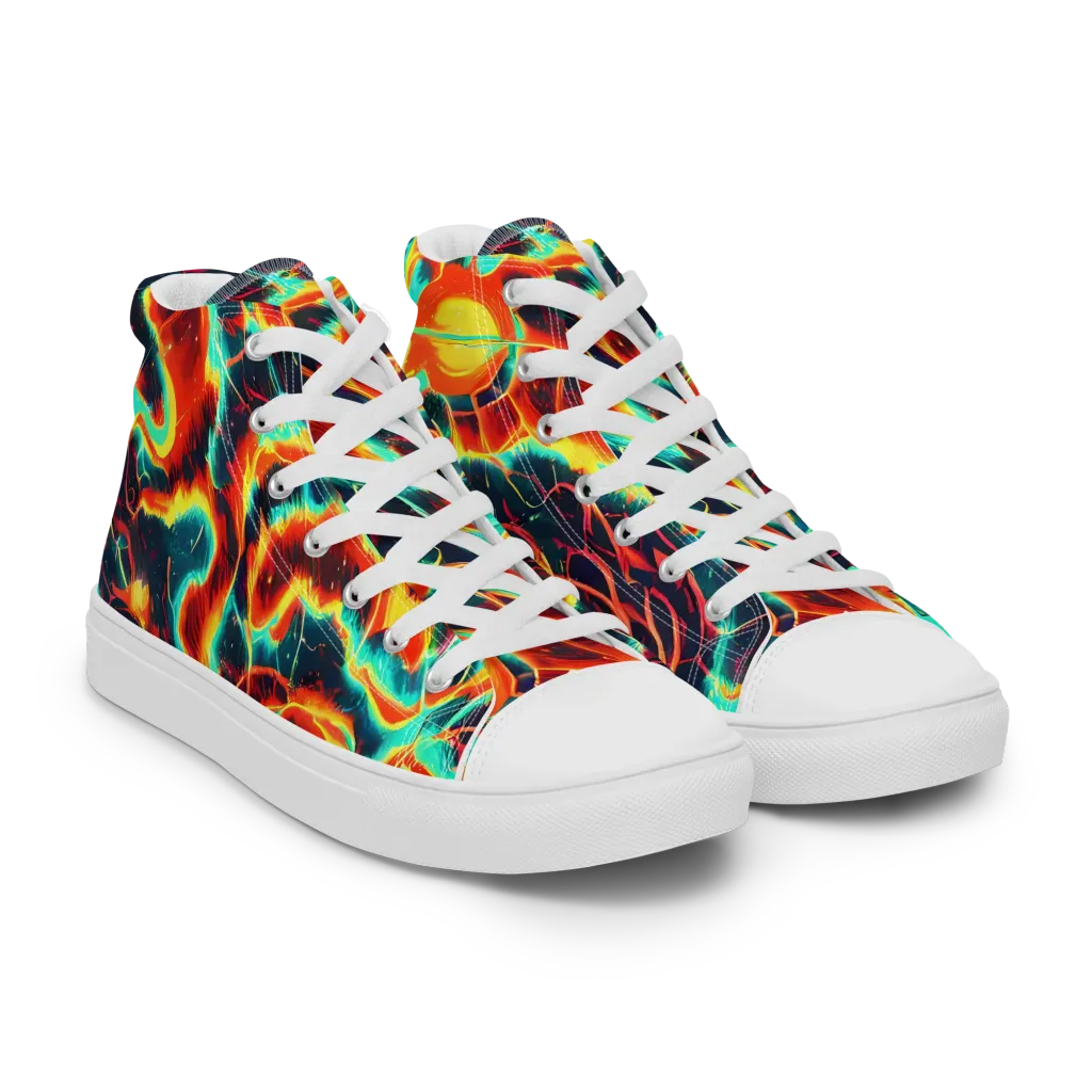 Prismatic Eruption on Women's High Top Canvas Shoes — Right Front