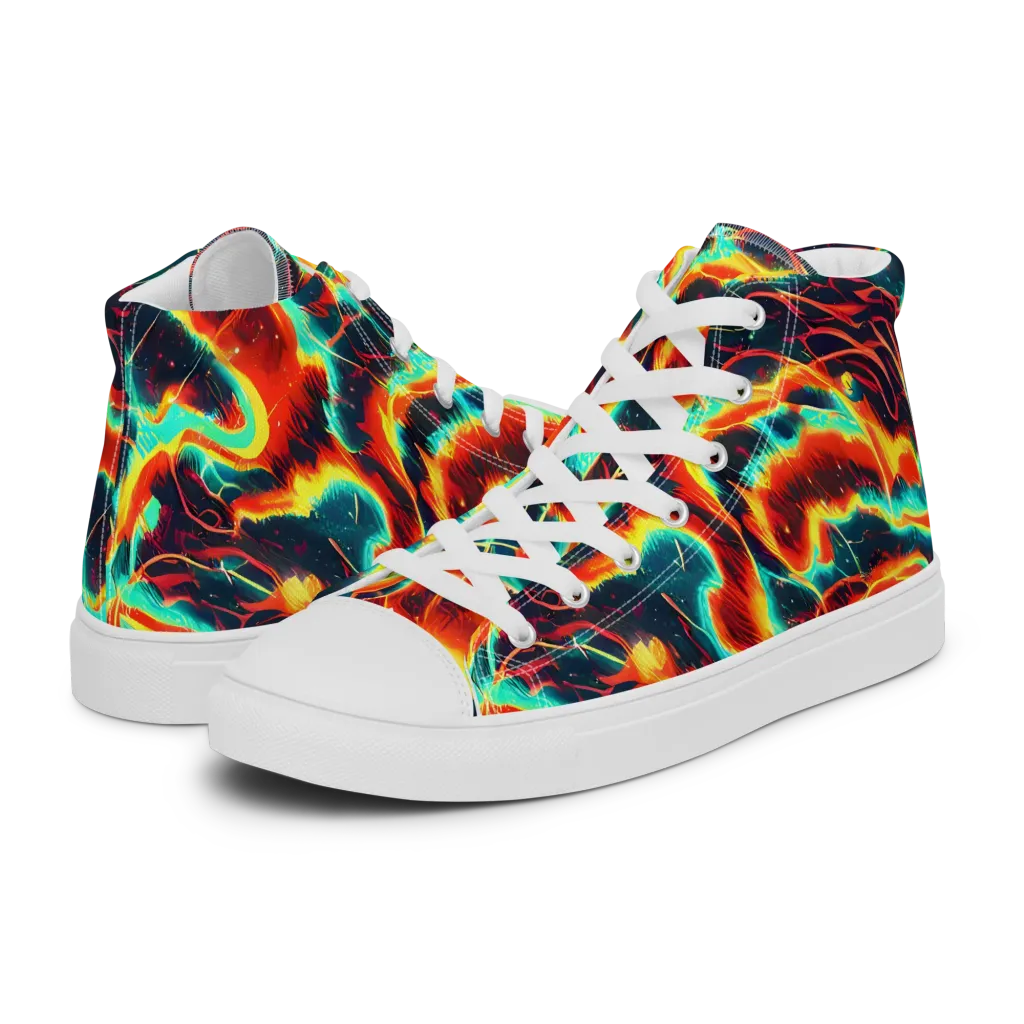 Prismatic Eruption on Women's High Top Canvas Shoes — Left