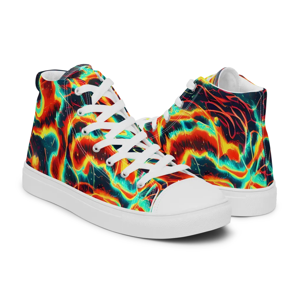 Prismatic Eruption on Women's High Top Canvas Shoes — Right