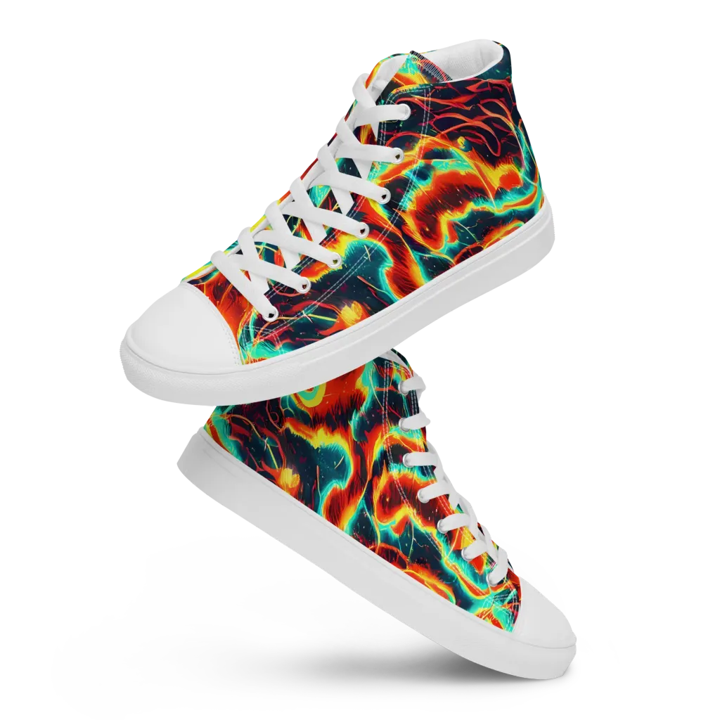 Prismatic Eruption on Women's High Top Canvas Shoes — Front